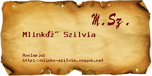 Mlinkó Szilvia névjegykártya